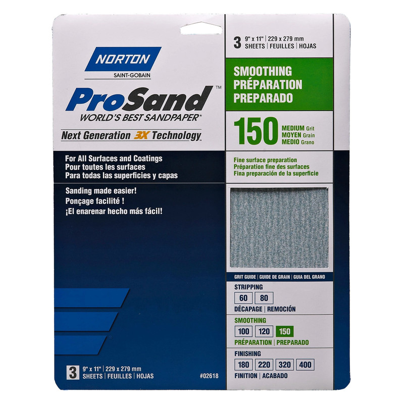 ProSand 3X Sanding Sheets - 9" x 11" - Grit:150 Grit - Pieces:3-Piece